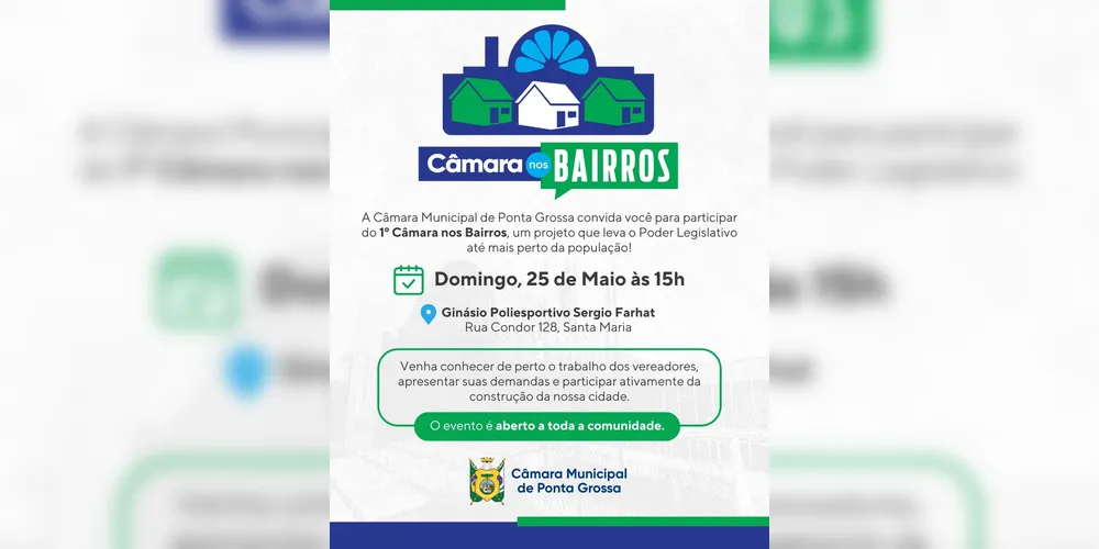 Projeto Câmara nos Bairros inicia neste domingo