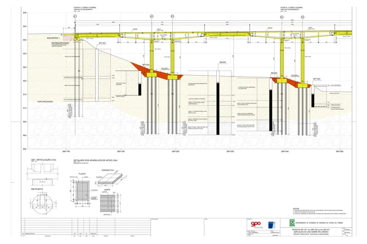 Serão construídas novas fundações e pilares ao lado da estrutura existente para sustentar o alargamento do tabuleiro da ponte.