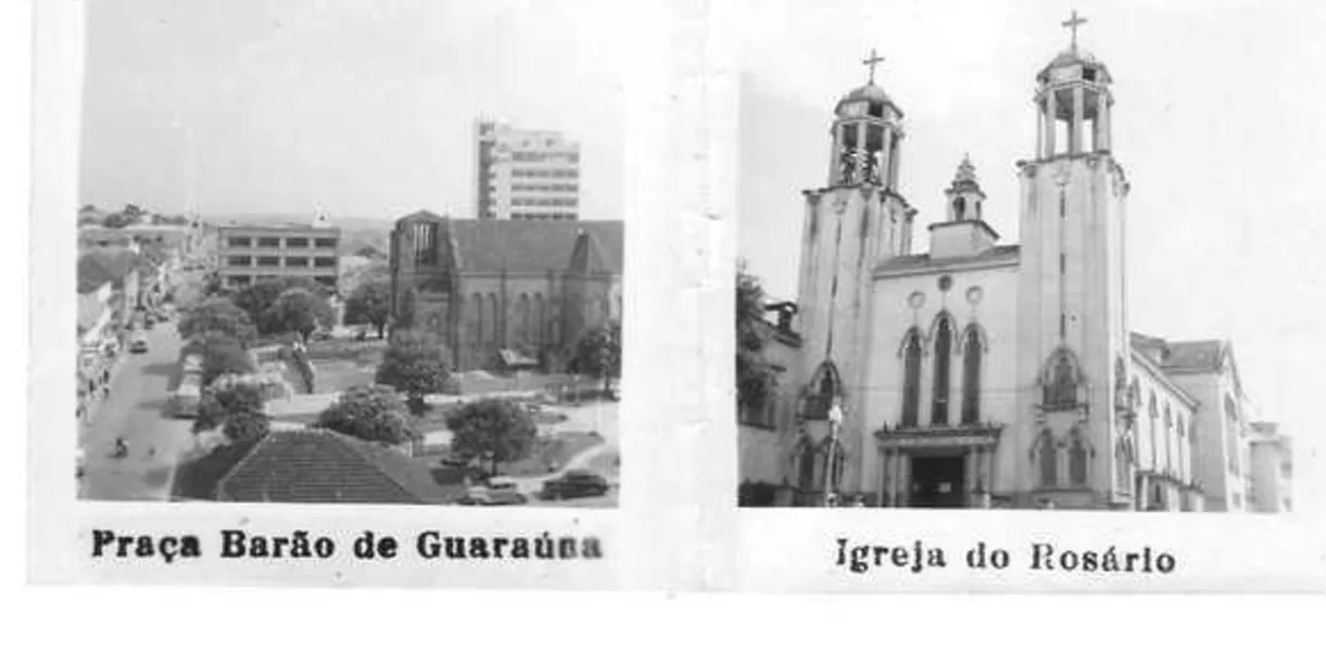 A Praça Barão da Guaraúna com a inacabada e antiga Igreja
