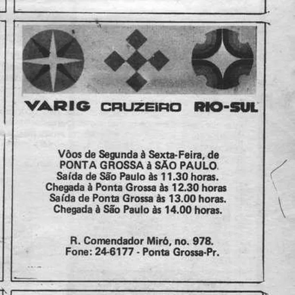 Varig/Cruzeiro e Rio Sul anunciadas em jornal de 1982