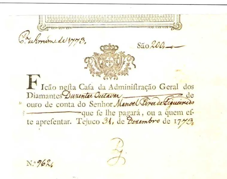  Os leitores podem aquilatar que até a grafia dos anos 1700 era bem diferente, e o valor monetário é desconhecido para nós.