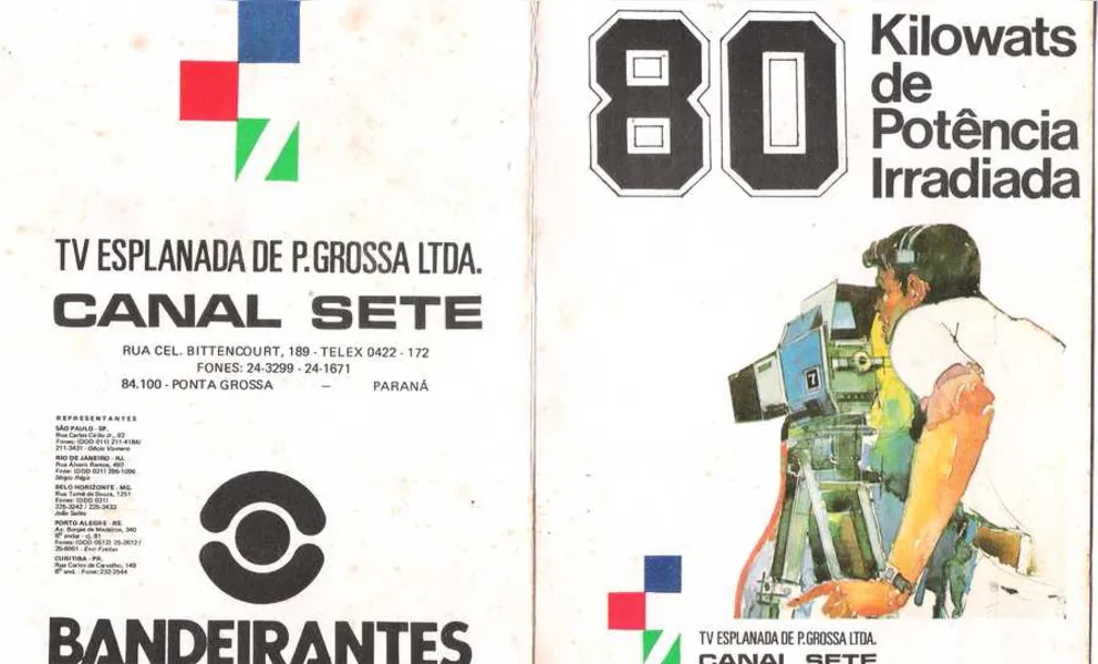 A capa da tabela de preços mostrava a logo da Bandeirantes. Entre os shows destacavam-se os do Chacrinha, Talento e Ternura e Querência Gaúcha.
