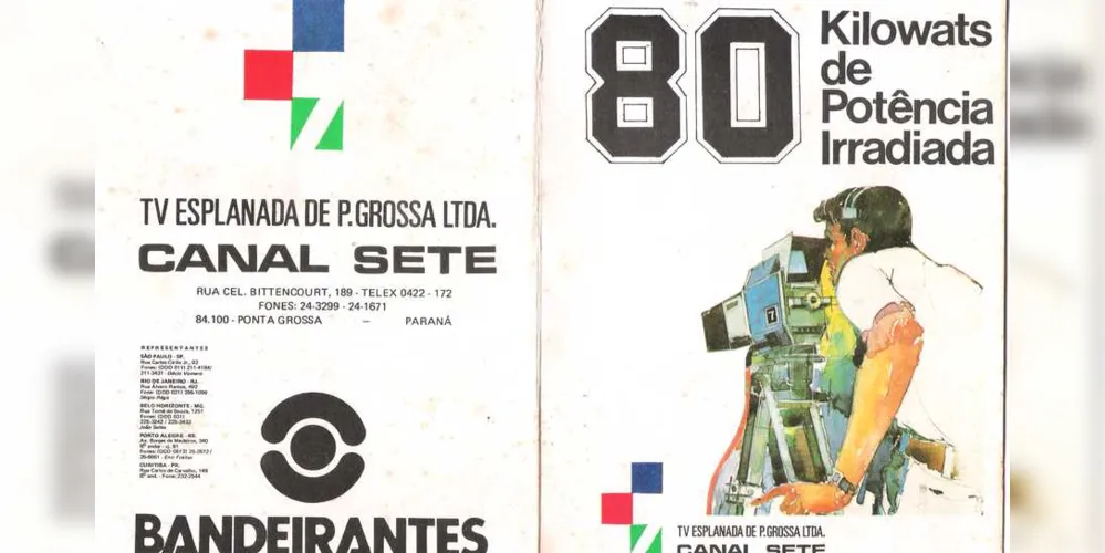 A capa da tabela de preços mostrava a logo da Bandeirantes. Entre os shows destacavam-se os do Chacrinha, Talento e Ternura e Querência Gaúcha.