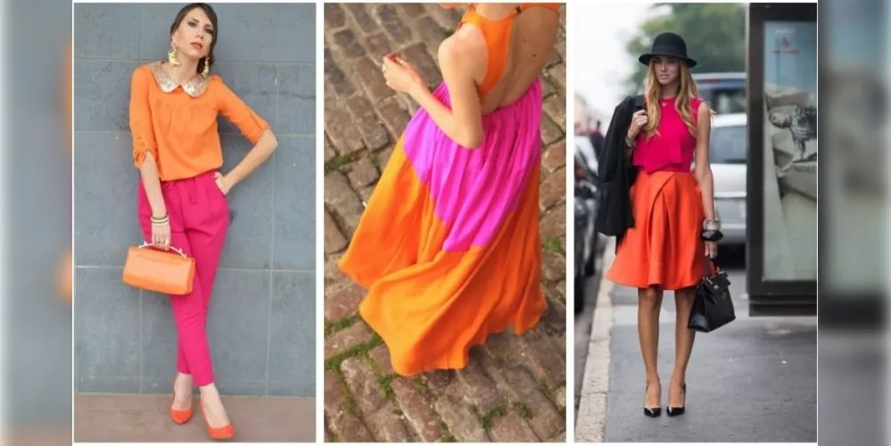 Dica: use combinadas da seguinte forma: laranja ou coral com rosa ou pink, grandes marcas como Versace, Dior e Balenciaga já usaram e abusaram dessa junção de cores. 