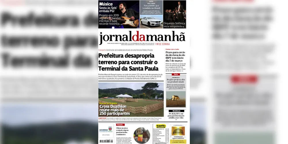 Imagem ilustrativa da imagem Capa da edição deste fim de semana (23, 24 e 25/02/2019) do JM