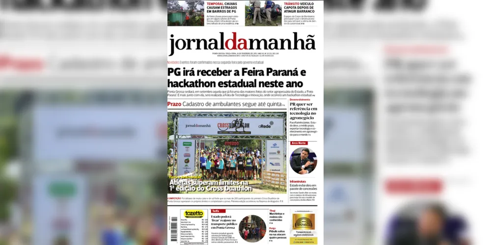Imagem ilustrativa da imagem Capa da edição desta terça-feira (26/02/2019) do JM