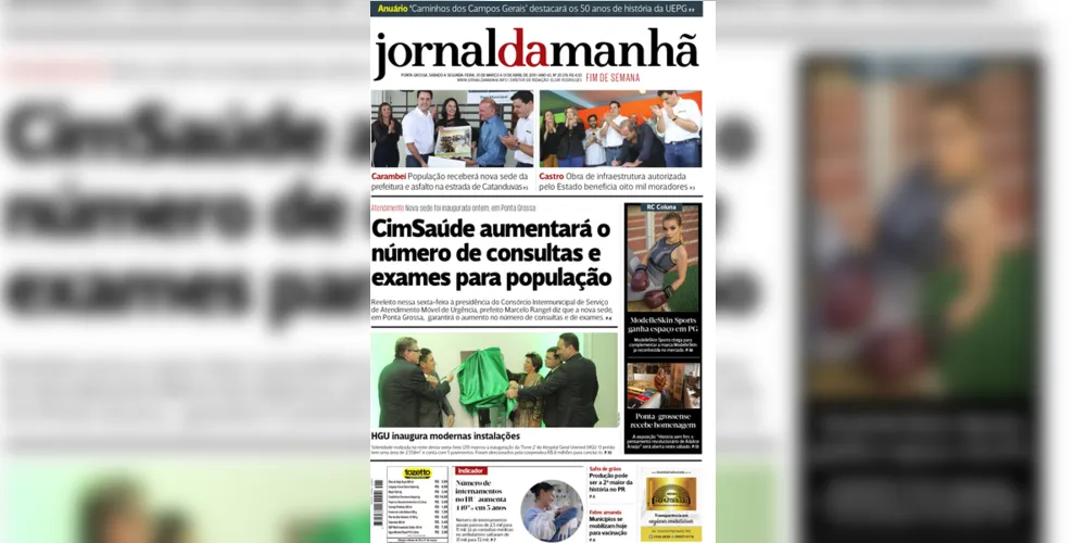 Imagem ilustrativa da imagem Capa da edição deste fim de semana (30 e 31/03 e 01/04) do Jornal da Manhã