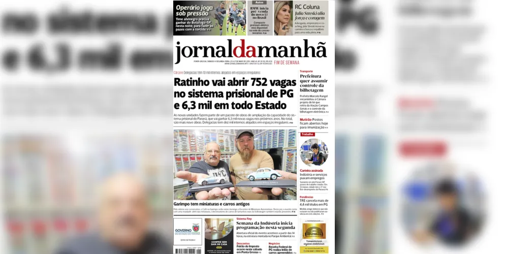 Imagem ilustrativa da imagem Capa da edição deste fim de semana (25, 26 e 27/05/2019) do JM