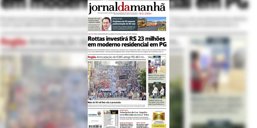 Imagem ilustrativa da imagem Capa da edição deste fim de semana (22, 23 e 24/06/2019) do JM