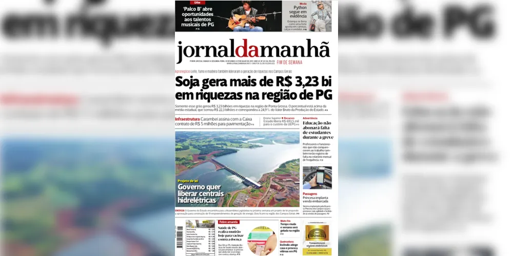Imagem ilustrativa da imagem Capa da edição deste fim de semana (29, 30/06 e 1º/07/2019) do JM