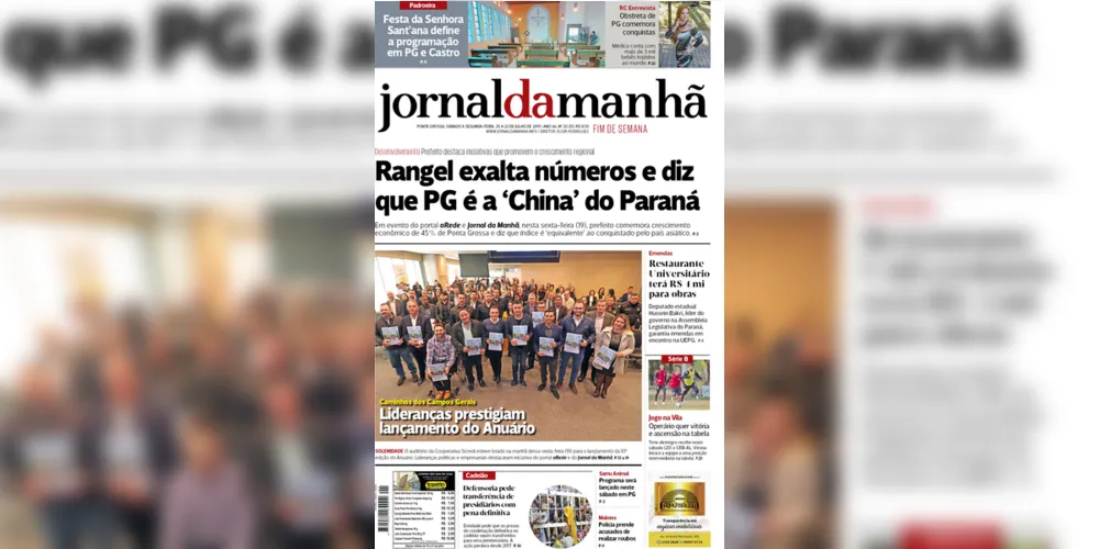 Imagem ilustrativa da imagem Capa da edição deste fim de semana (20, 21 e 22/07/2019) do JM