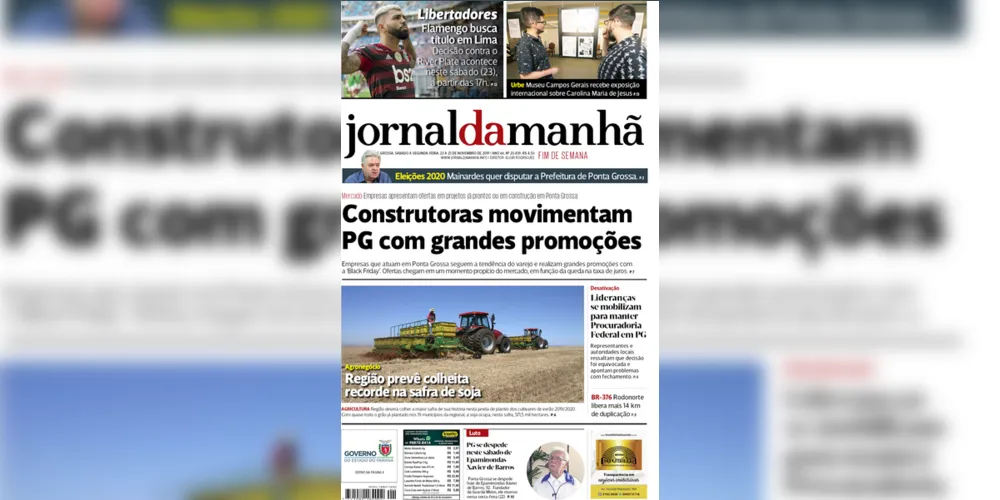 Imagem ilustrativa da imagem Capa da edição deste fim de semana (23, 24 e 25/11/2019) do JM