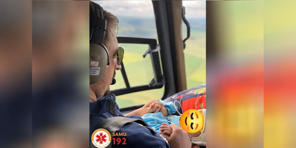 Transporte foi realizado pela equipe aeromédica do Samu até hospital de Curitiba
