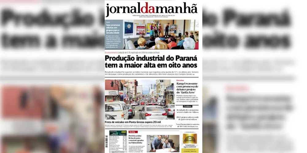 Imagem ilustrativa da imagem Capa da edição desta quarta-feira (12/02/2020) do JM