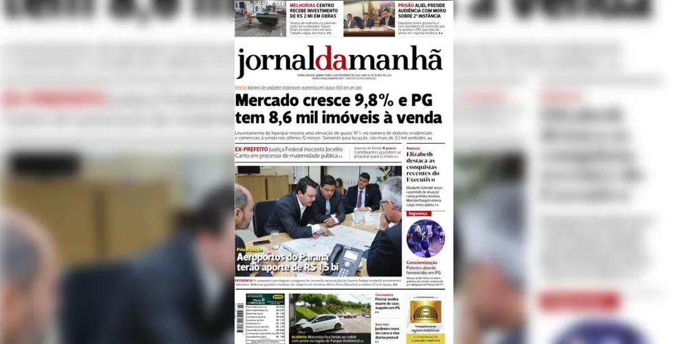 Imagem ilustrativa da imagem Capa da edição desta quarta-feira (13/02/2020) do JM