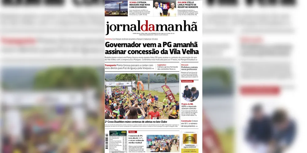 Imagem ilustrativa da imagem Capa da edição desta terça-feira (18/02/2020) do JM