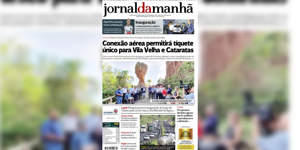 Imagem ilustrativa da imagem Capa da edição desta quinta-feira (20/02/2020)