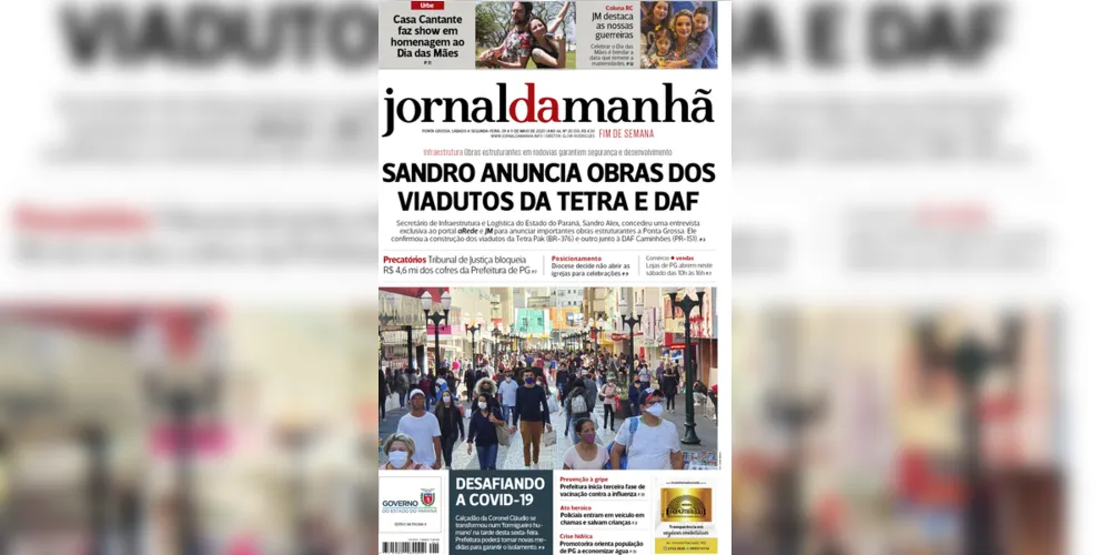 Imagem ilustrativa da imagem Capa da edição deste fim de semana (09, 10 e 11/05/2020) do JM