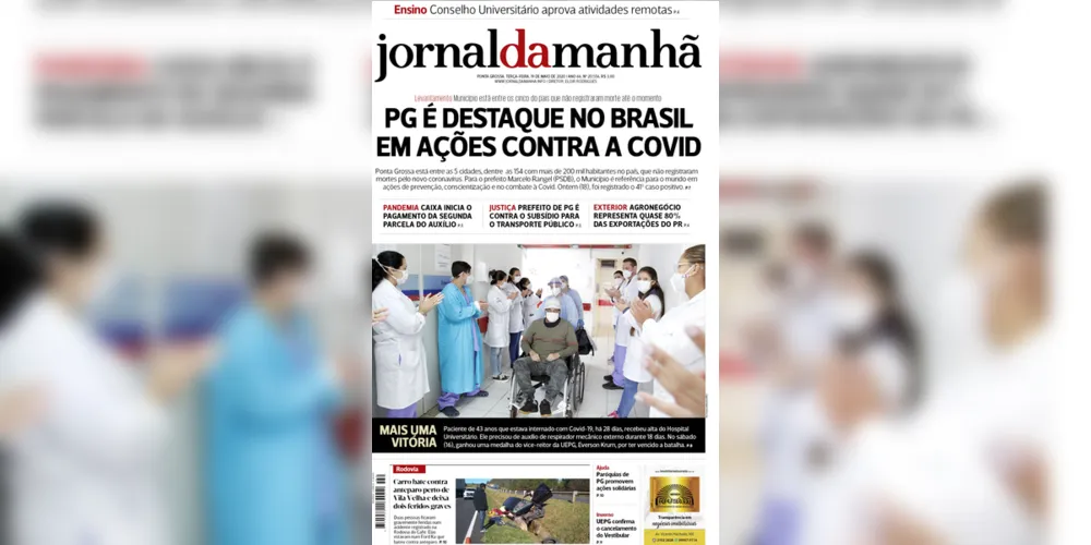 Imagem ilustrativa da imagem Capa da edição desta terça-feira (19/05/2020) do JM