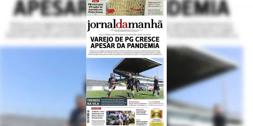 Imagem ilustrativa da imagem Capa da edição desta terça-feira (26/05/2020) do JM