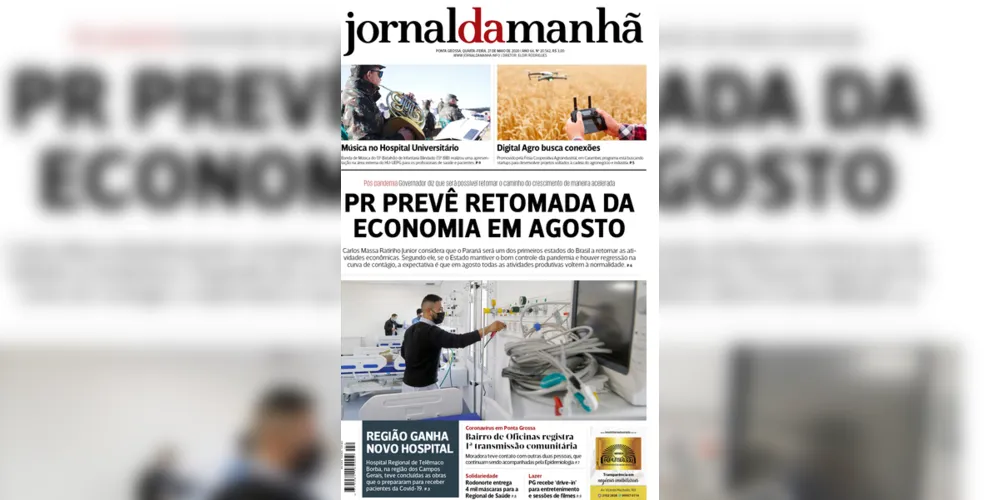 Imagem ilustrativa da imagem Capa da edição desta quarta-feira (27/05/2020) do JM