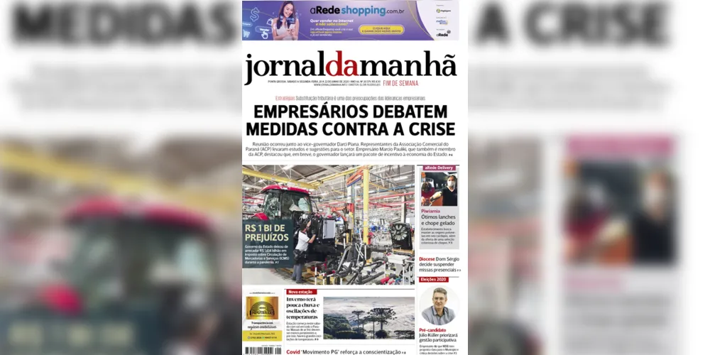 Imagem ilustrativa da imagem Capa da edição deste fim de semana (20, 21 e 22/06/2020) do JM