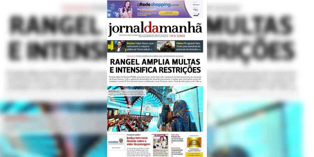 Imagem ilustrativa da imagem Capa da edição deste fim de semana (25, 26 e 27/07/2020) do JM