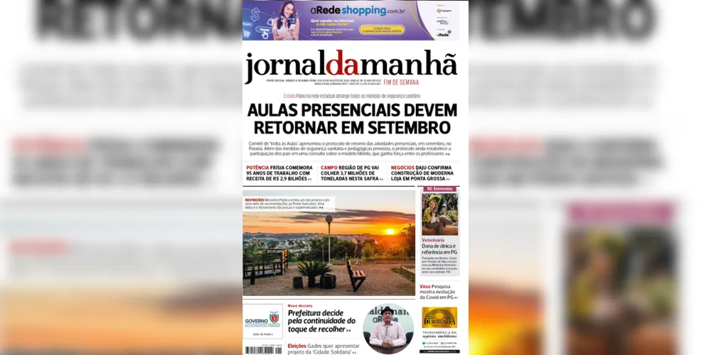 Imagem ilustrativa da imagem Capa da edição deste fim de semana (1º, 2 e 3/08/2020) do JM