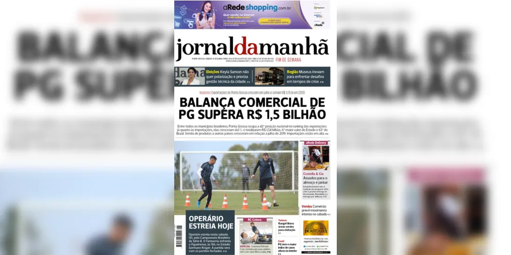 Imagem ilustrativa da imagem Capa da edição deste fim de semana (08, 09 e 10/08/2020) do JM