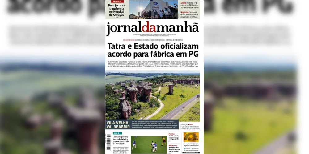 Imagem ilustrativa da imagem Capa da edição desta quinta-feira (03/09/2020) do JM