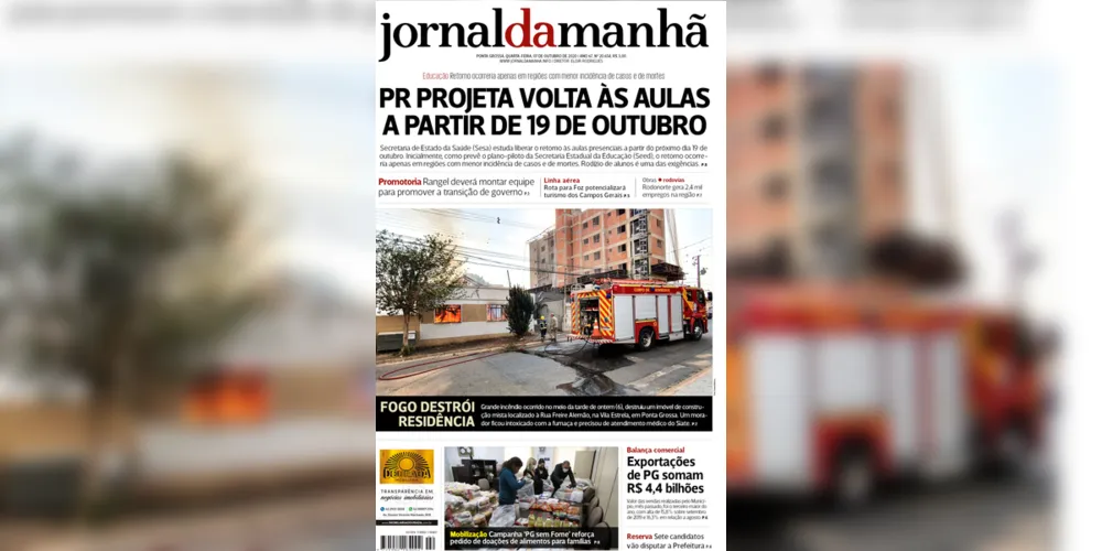 Imagem ilustrativa da imagem Capa da edição desta quarta-feira (07/10/2020) do JM