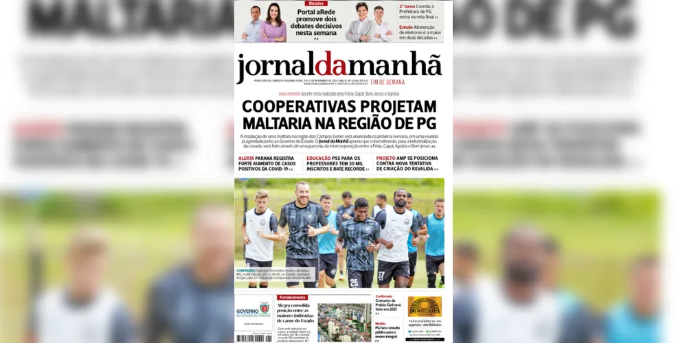 Imagem ilustrativa da imagem Capa da edição deste fim de semana (21, 22 e 23/11/2020) do JM