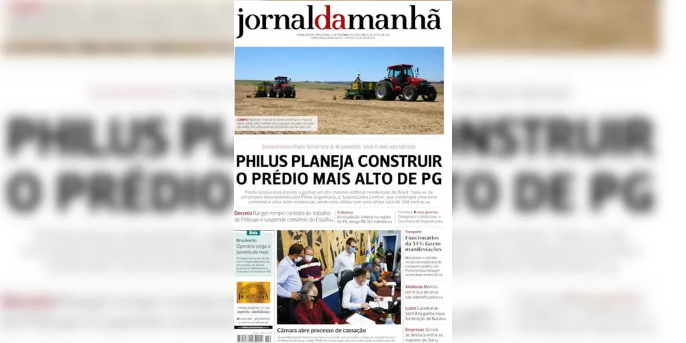 Imagem ilustrativa da imagem Capa da edição desta terça-feira (21/12/2020) do JM