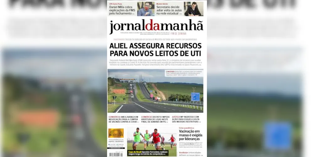 Imagem ilustrativa da imagem Capa da edição deste fim de semana (12, 13 e 14/03/2021) do JM