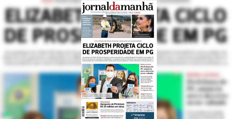 Imagem ilustrativa da imagem Capa da edição deste fim de semana (10, 11 e 12/04/2021) do JM