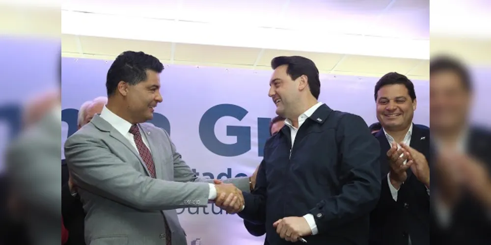 Ex-prefeito Marcelo Rangel (PSDB) e o governador do Paraná, Ratinho Junior (PSD).