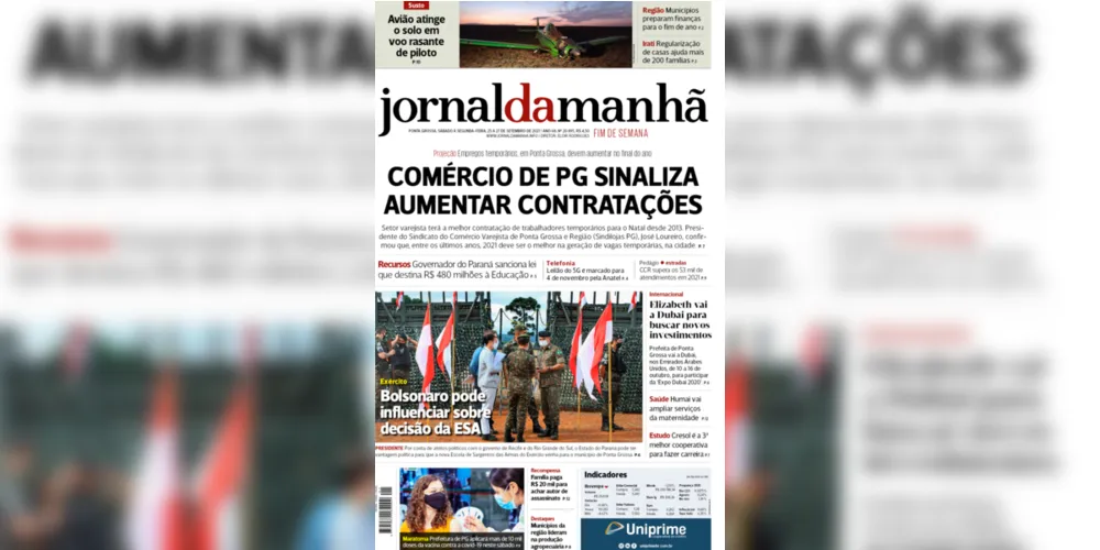 Imagem ilustrativa da imagem Capa da edição deste fim de semana (25, 26 e 27/09/2021) do JM