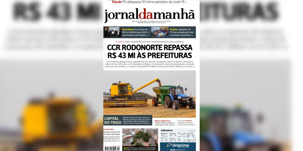 Imagem ilustrativa da imagem Capa da edição desta terça-feira (05/10/2021) do JM