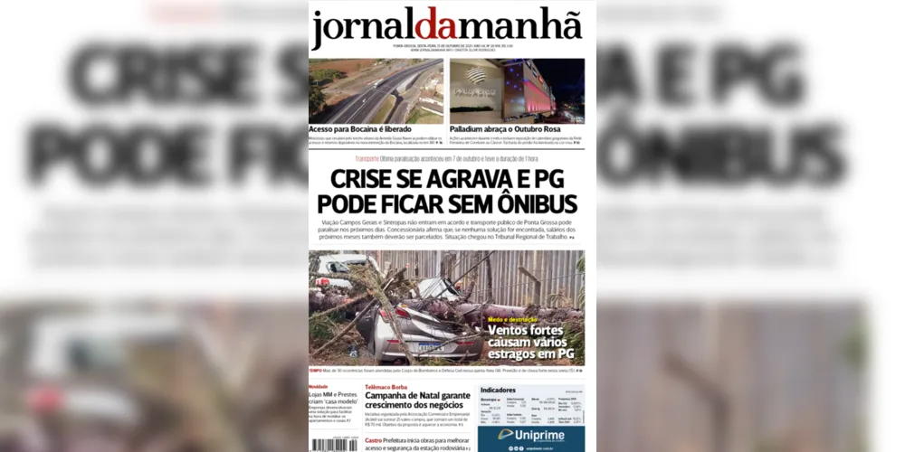 Imagem ilustrativa da imagem Capa da edição desta sexta-feira (15/10/2021) do JM