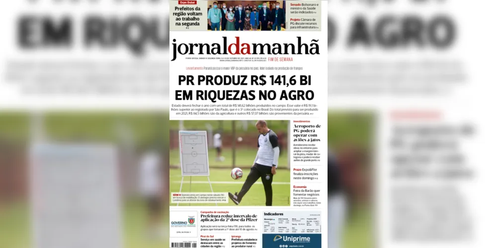 Imagem ilustrativa da imagem Capa da edição deste fim de semana (16/17 e 18/10/2021) do JM