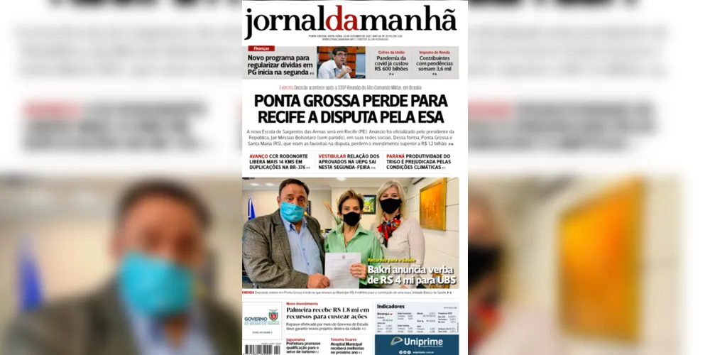 Imagem ilustrativa da imagem Capa da edição desta sexta-feira (22/10/2021) do JM