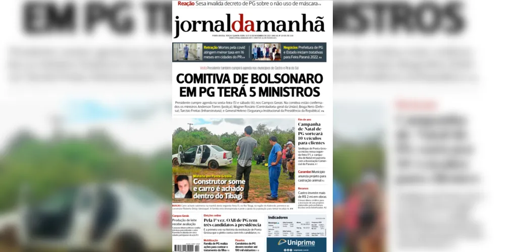 Imagem ilustrativa da imagem Capa da edição desta terça-feira (02/11/2021) do JM