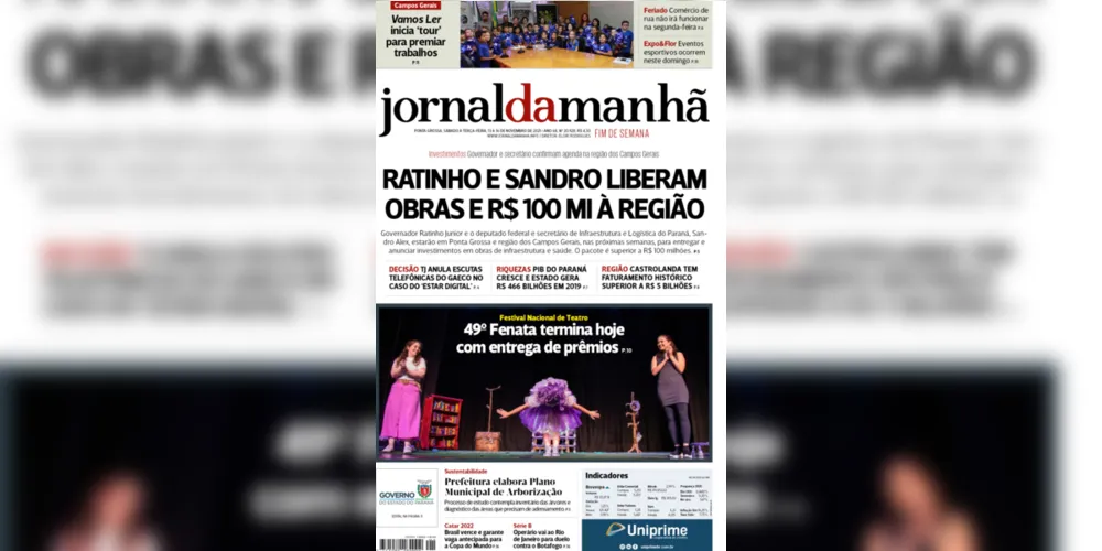 Imagem ilustrativa da imagem Capa da edição deste fim de semana (13 a 16/11/2021) do JM