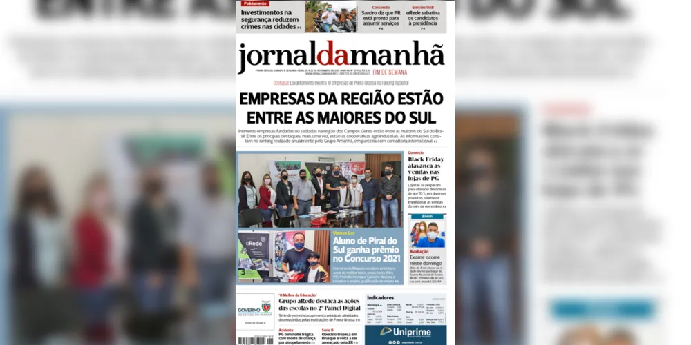 Imagem ilustrativa da imagem Capa da edição deste fim de semana (20, 21 e 22/11/2021) do JM
