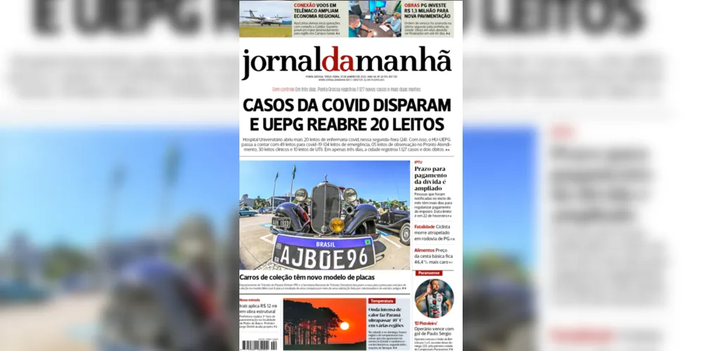 Imagem ilustrativa da imagem Capa da edição desta terça-feira (25/01/2022) do JM