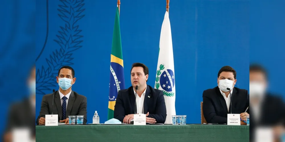 Ratinho Junior convocou uma coletiva no Palácio Iguaçu para anunciar o plano de operação das rodovias.
