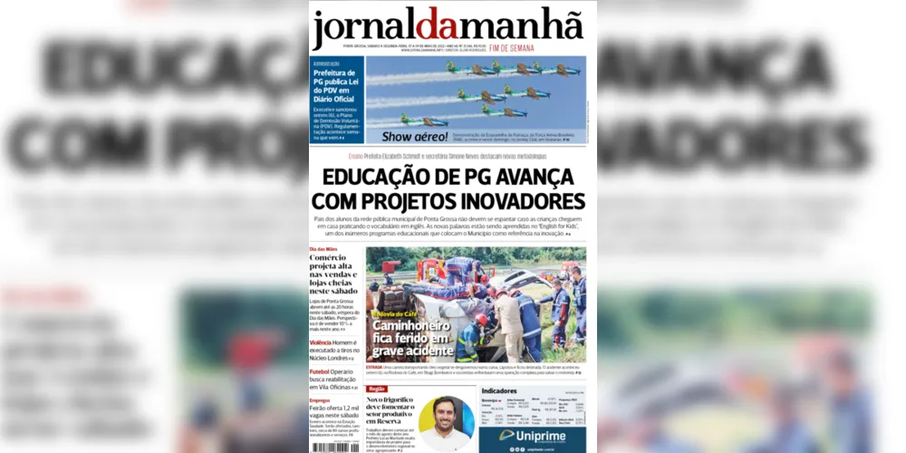 Imagem ilustrativa da imagem Capa da edição deste fim de semana (07/08 e 09/05/2022) do JM