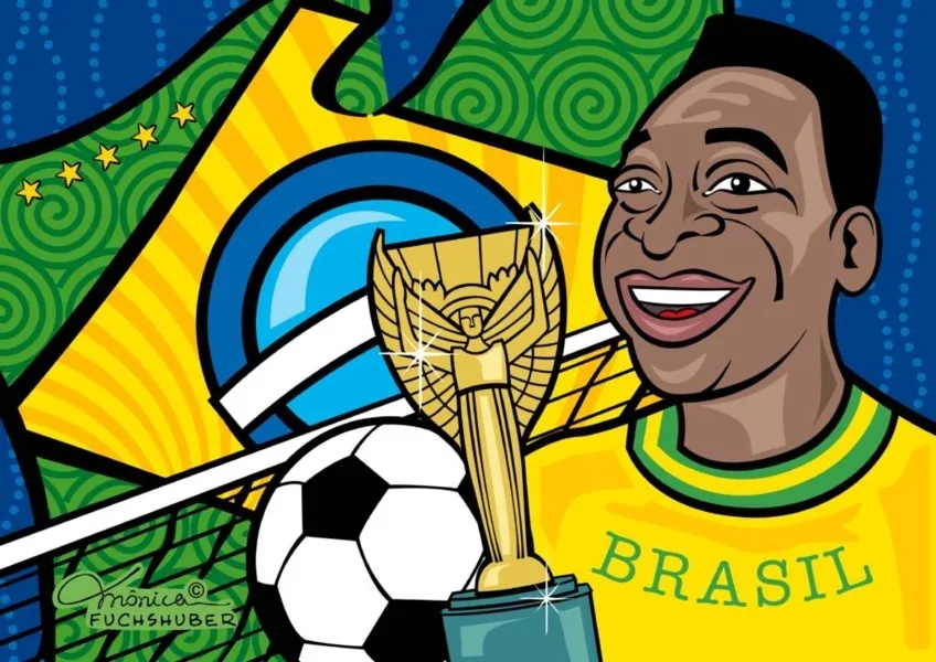 A mostra virtual “Love: Pelé pelos craques do traço” reúne mais de 100 trabalhos de cartunistas de todo o Brasil, e alguns de fora do país, dentro do site HQMIX.