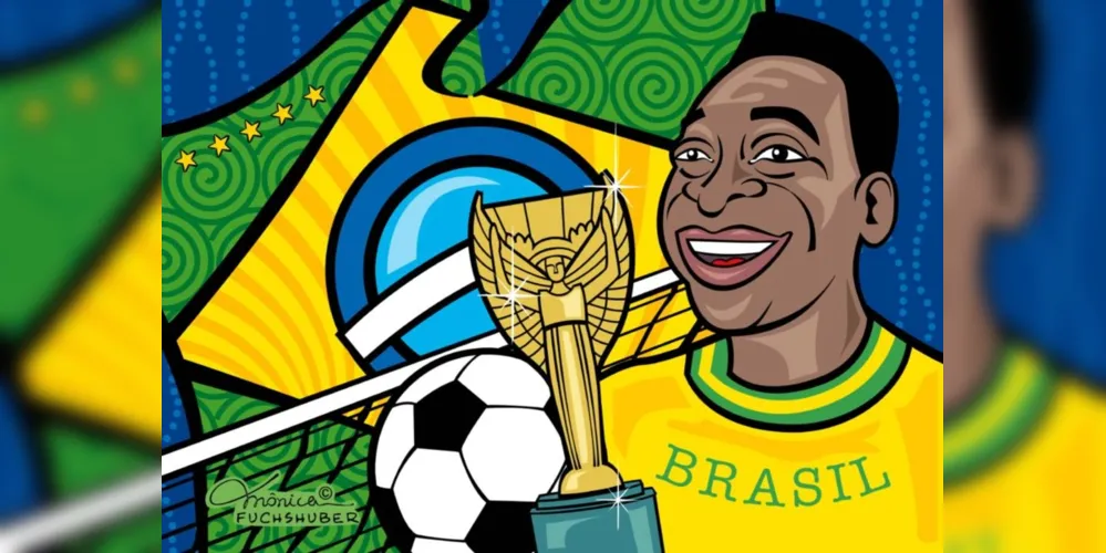 A mostra virtual “Love: Pelé pelos craques do traço” reúne mais de 100 trabalhos de cartunistas de todo o Brasil, e alguns de fora do país, dentro do site HQMIX.