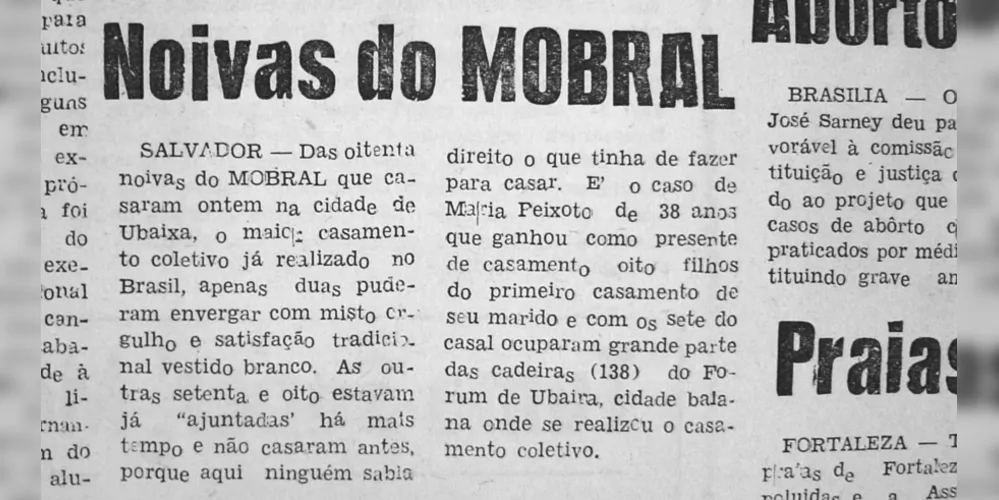 Notícia sobre o MOBRAL, publicada no JM em 20 de novembro de 1971